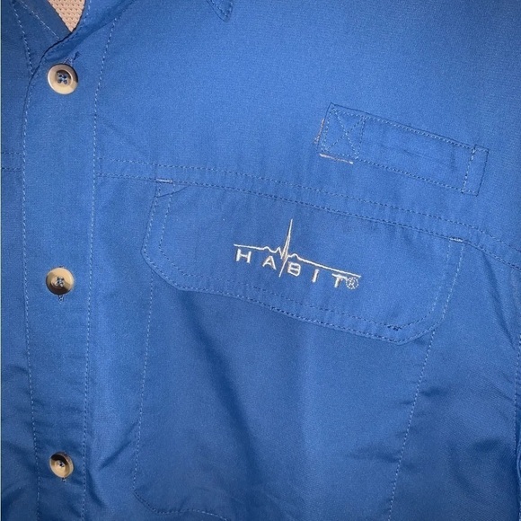 Habit Fishing Shirt Mens Sz L Blue Vented Pocket UPF 40+ Solar Factor - Picture 2 of 4